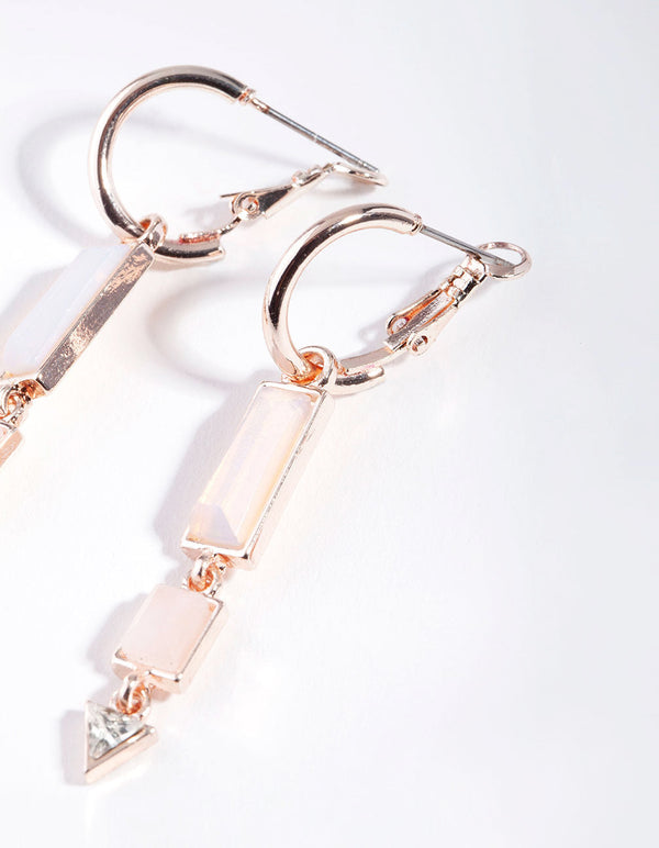 Rose Gold Moonstone Rose Quartz Earrings