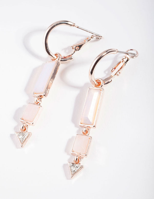 Rose Gold Moonstone Rose Quartz Earrings