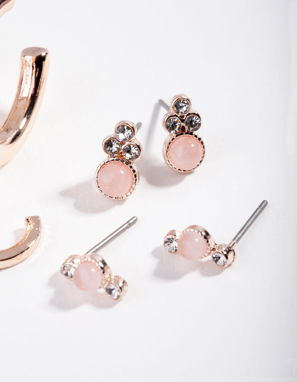 Rose Gold Classic Rose Quartz Ear Stack