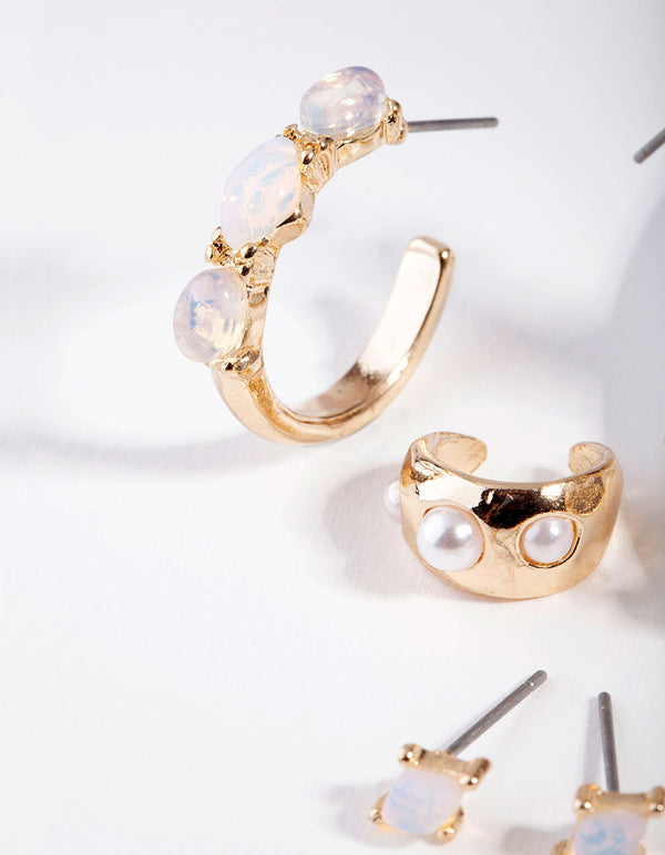 Gold Ethereal Moonstone Ear Stack