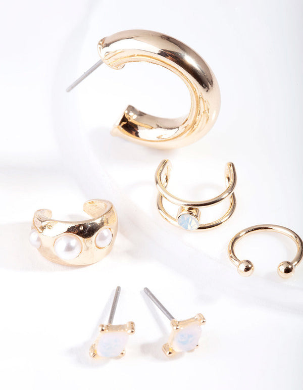 Gold Ethereal Moonstone Ear Stack