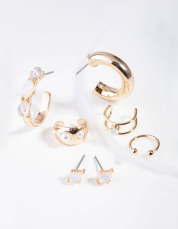 Gold Ethereal Moonstone Ear Stack