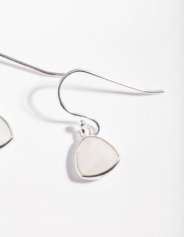 Sterling Silver Moonstone Bezel Drop Earrings