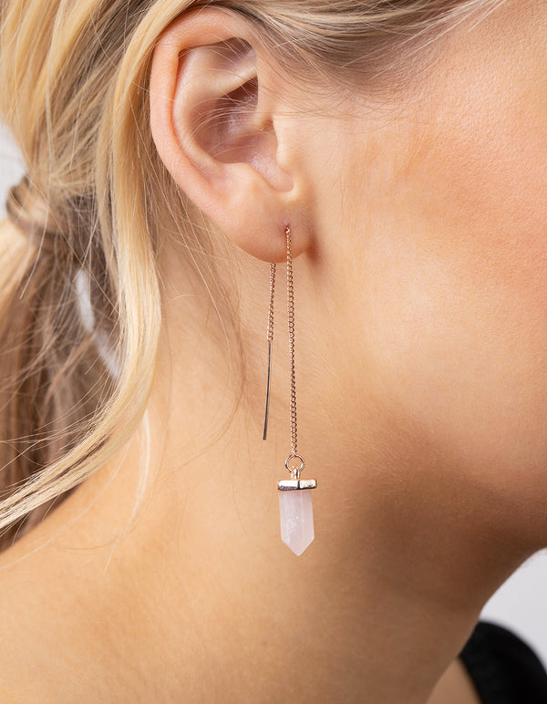 Rose Gold Turquoise Thread Through Earrings