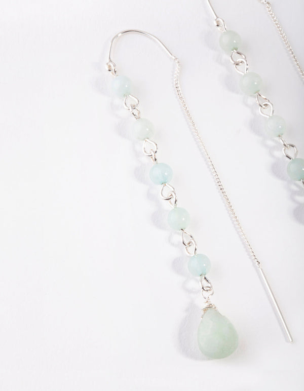 Silver Jade Thread Drop Earrings