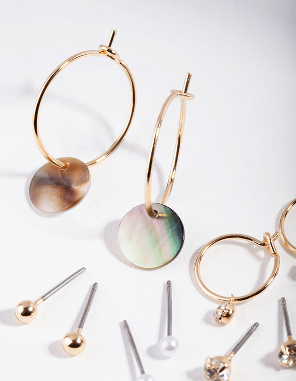 Gold Shell Stone Ear Stack