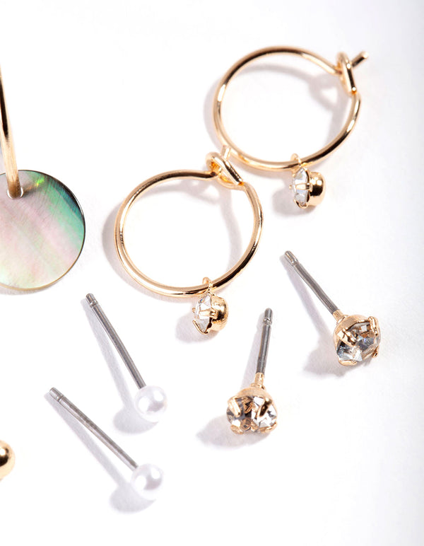 Gold Shell Stone Ear Stack