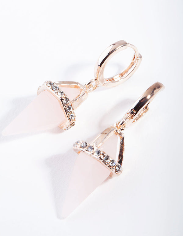 Rose Gold Rose Quartz Encased Stone Earrings