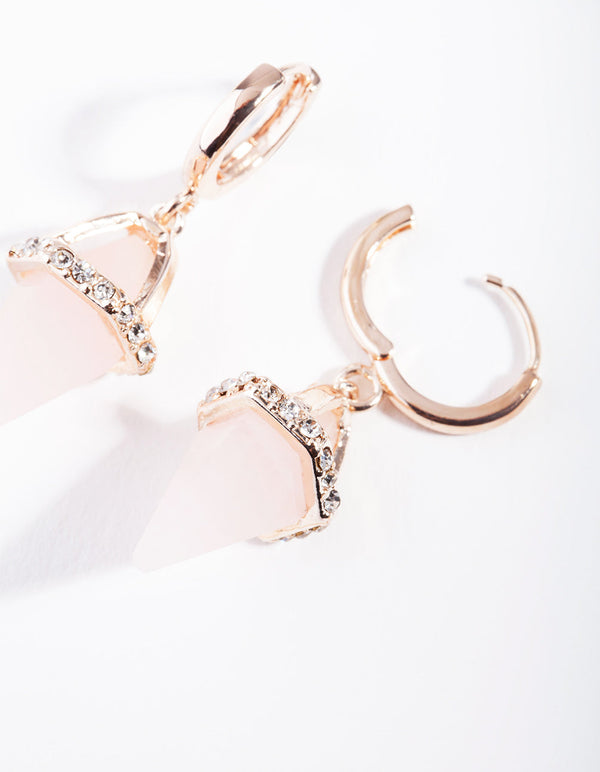 Rose Gold Rose Quartz Encased Stone Earrings