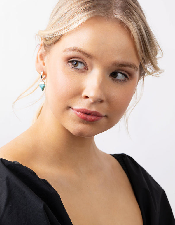 Silver Turquoise Capped Stone Earrings