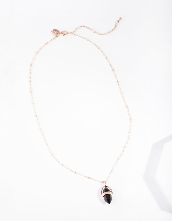 Rose Gold Small Shard Jet Stone Necklace