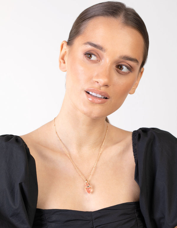 Gold Small Shard Topaz Stone Necklace