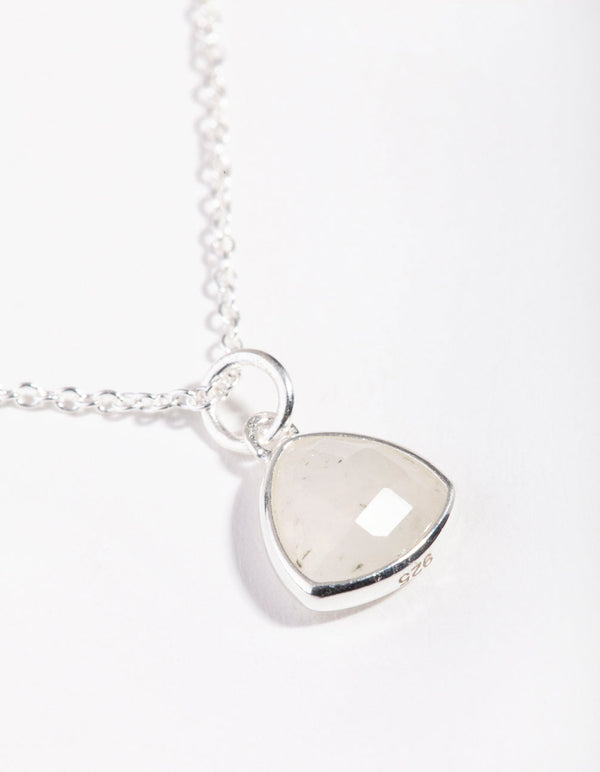 Sterling Silver Moonstone Bezel Pendant Necklace