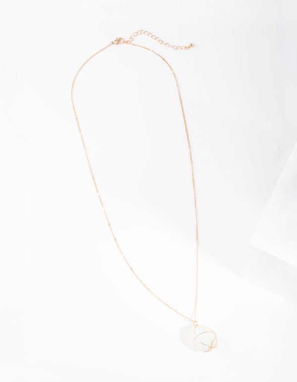 Gold Wire Wrapped Moonstone Necklace