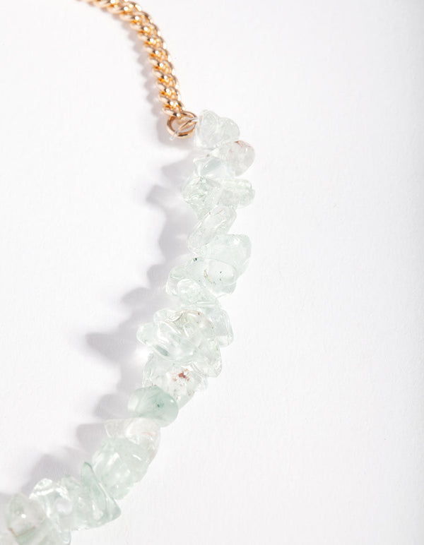 Gold Blue Rough Jade Stone Anklet