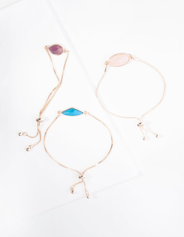 Silver Turquoise, Rose Quartz, Amethyst Bracelet Pack