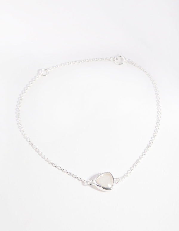 Sterling Silver Moonstone Bezel Bracelet