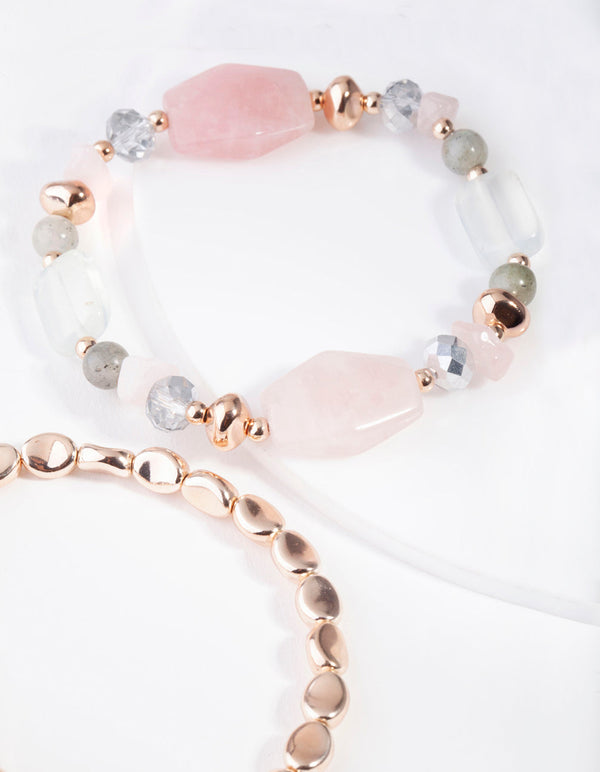 Rose Gold Multi Rose Quartz Bracelet Pack