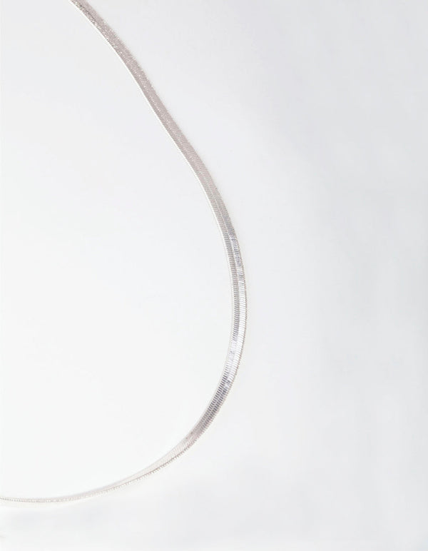 Silver Flat Snake Chain Necklace