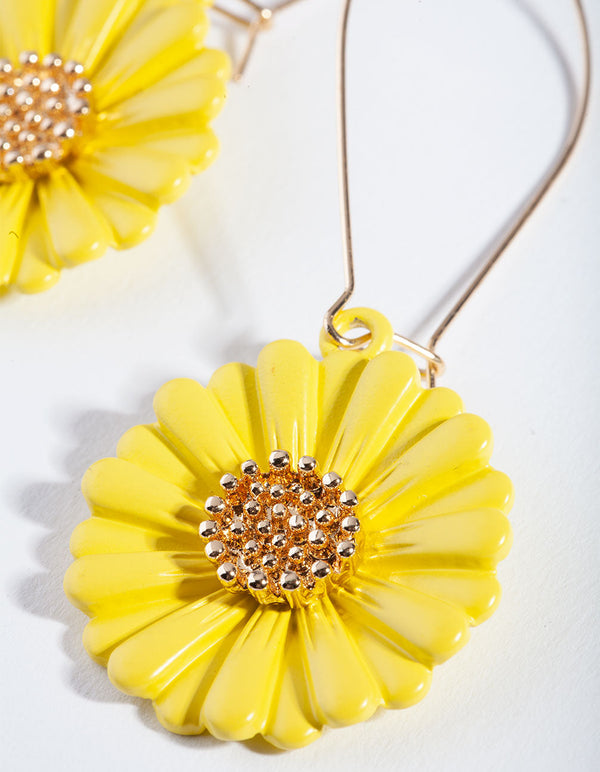 Gold Yellow Bright Daisy Earrings