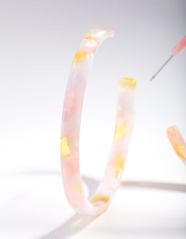 Orange Pink Acrylic Swirl Hoop Earrings