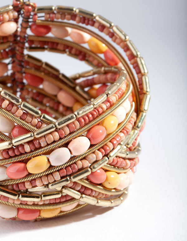 Gold Crossover Bead Cuff