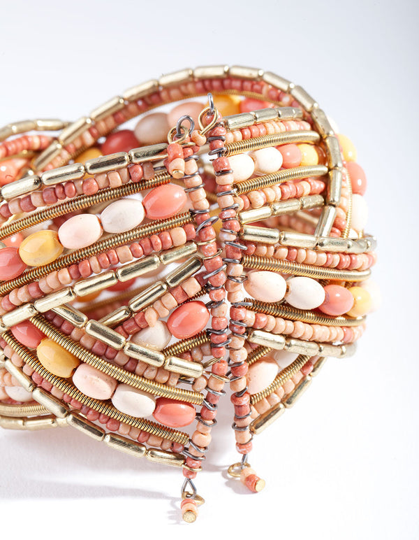 Gold Crossover Bead Cuff