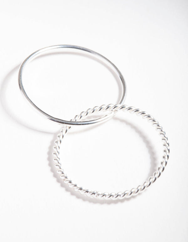 Sterling Silver Plain and Twisted Russian Ring