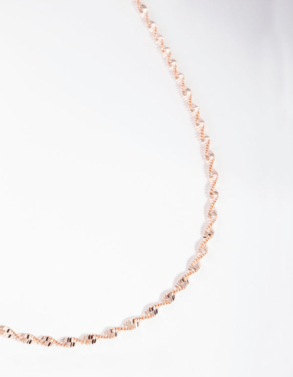 Rose Gold Textured Twisted Chain Necklace
