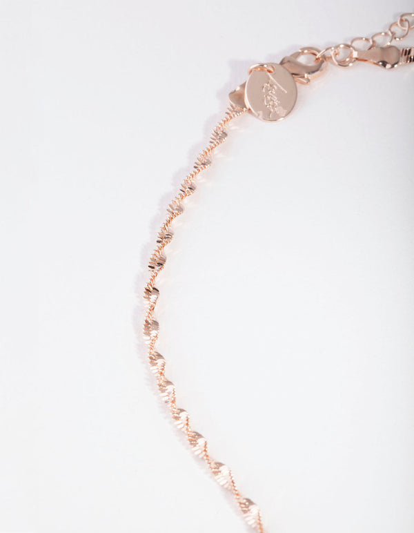 Rose Gold Textured Twisted Chain Necklace