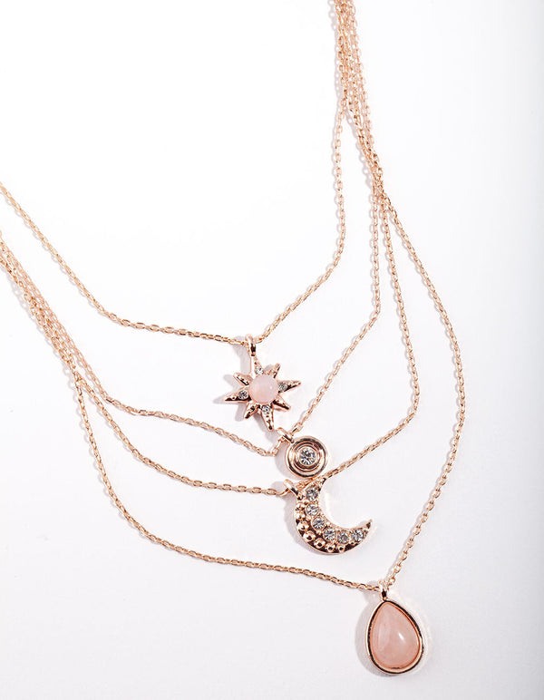 Rose Gold Layered Celestial Necklace