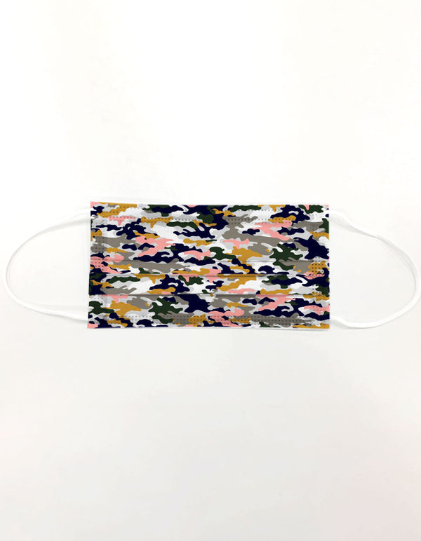 10 Pack Single Use Disposable Pink Camo Face Mask