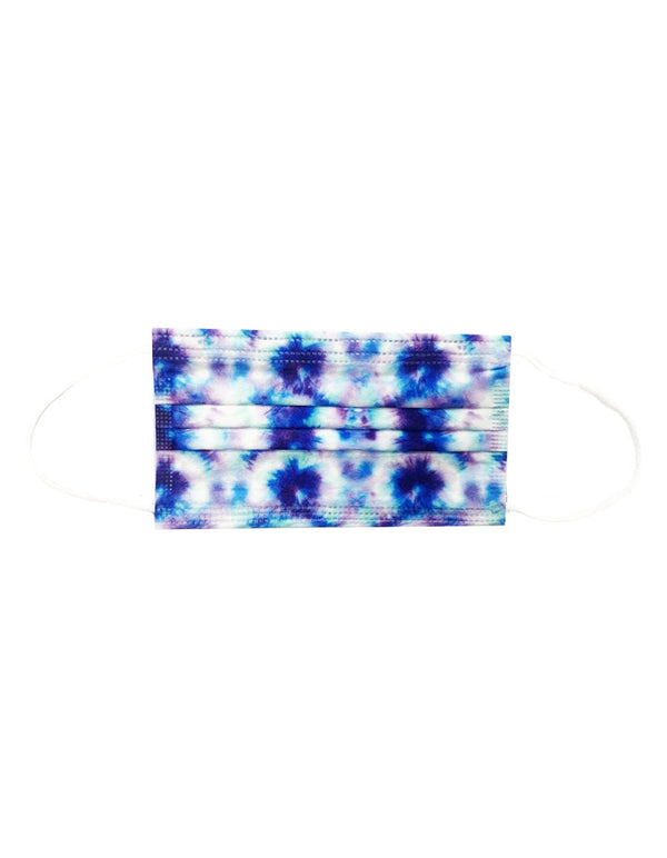 10 Pack Single Use Disposable Blue Tie Dye Face Mask