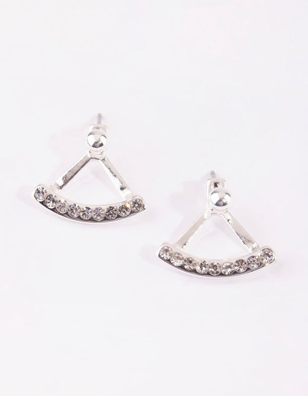 Silver Curved Jacket Earrings