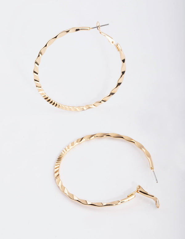 Gold Hammered Hoop Earrings