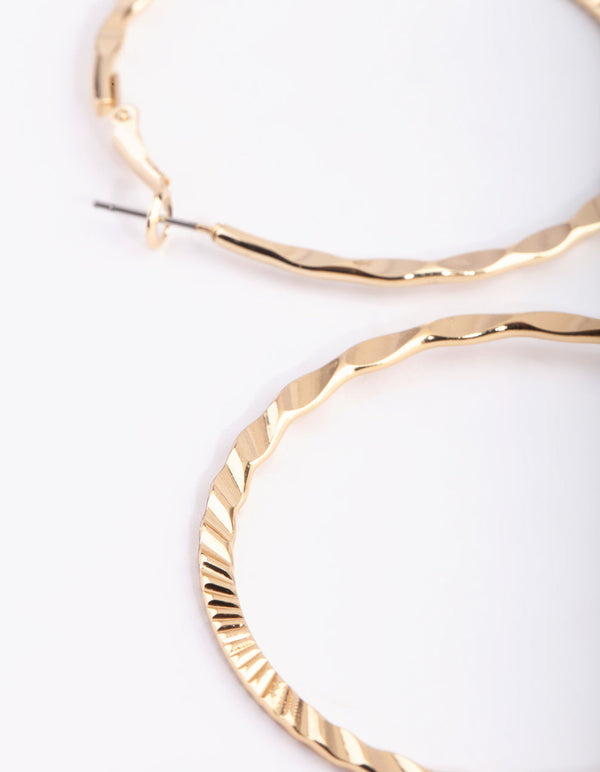 Gold Hammered Hoop Earrings
