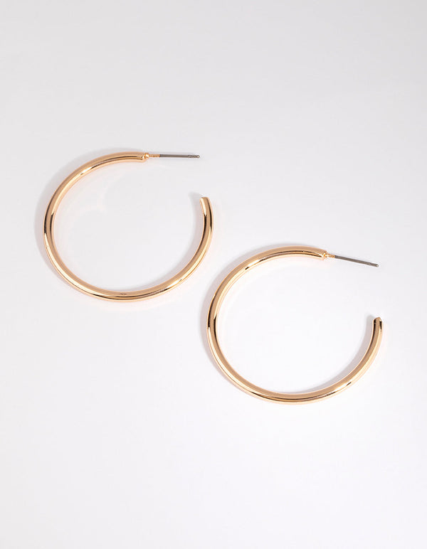 Gold Curved Large Hoop Earrings