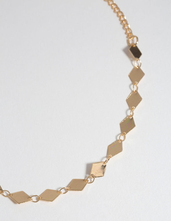 Złoty naszyjnik choker w kształcie diamentu