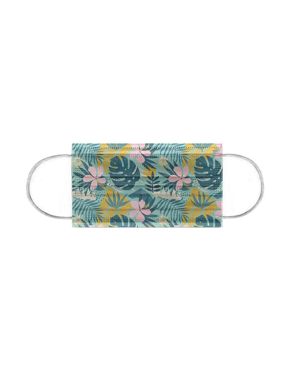 10 Pack Single Use Disposable Tropical Print Face Mask