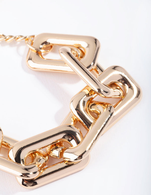 Gold Rectangle Link Bracelet