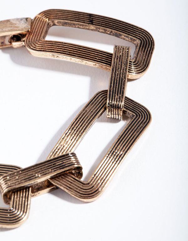 Bransoletka z ogniwami o teksturowanym kształcie prostokąta