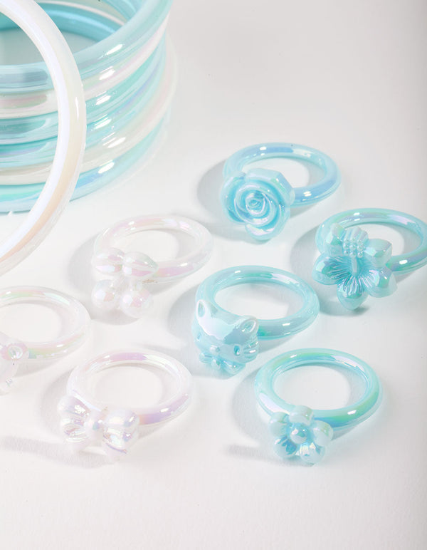Zestaw 7 plastikowych bransoletek i pierścionków dla dzieci