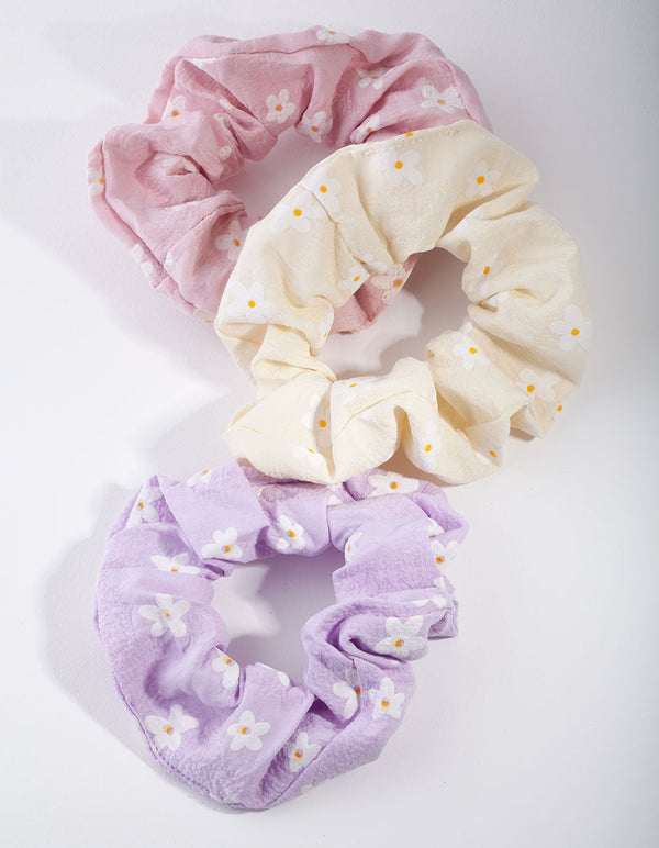 Gumki do włosów dla dzieci Daisy z materiału, 3 sztuki
