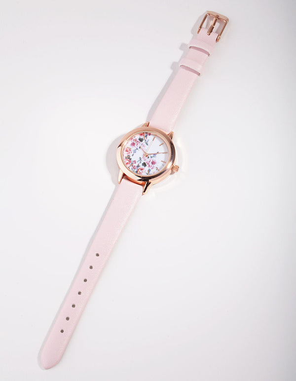 Kids Rose Gold Classic Floral Watch