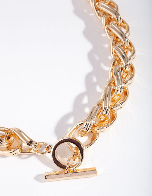 Gold Twist Link Chain T and O Necklace