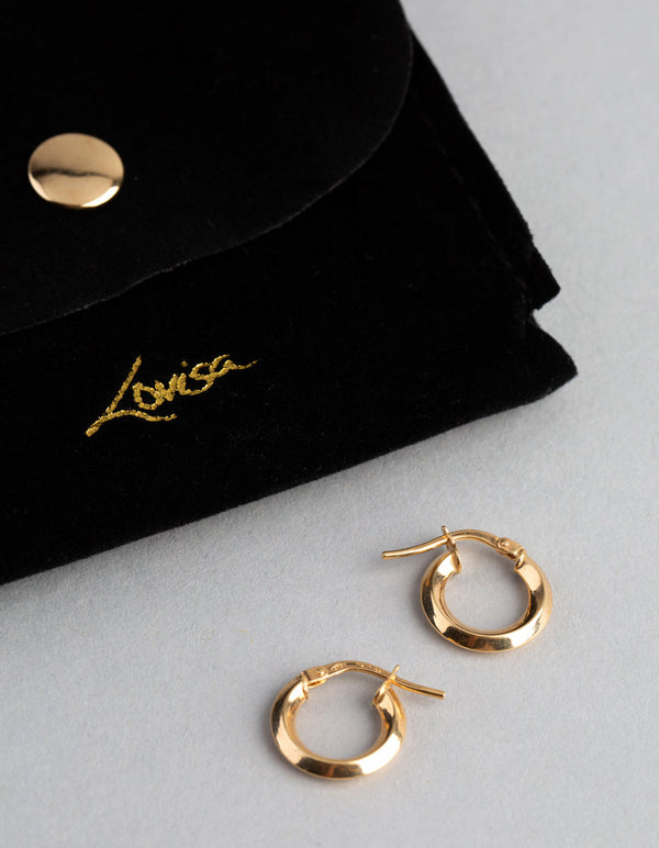 Złote kolczyki-koła w stylu kreolskim o średnicy 13 mm i próbie 9 karatów