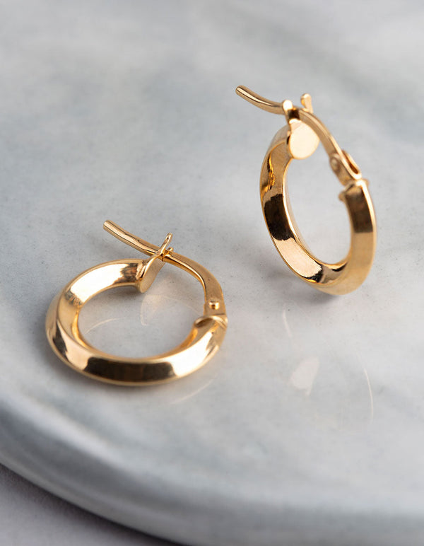 Złote kolczyki-koła w stylu kreolskim o średnicy 13 mm i próbie 9 karatów
