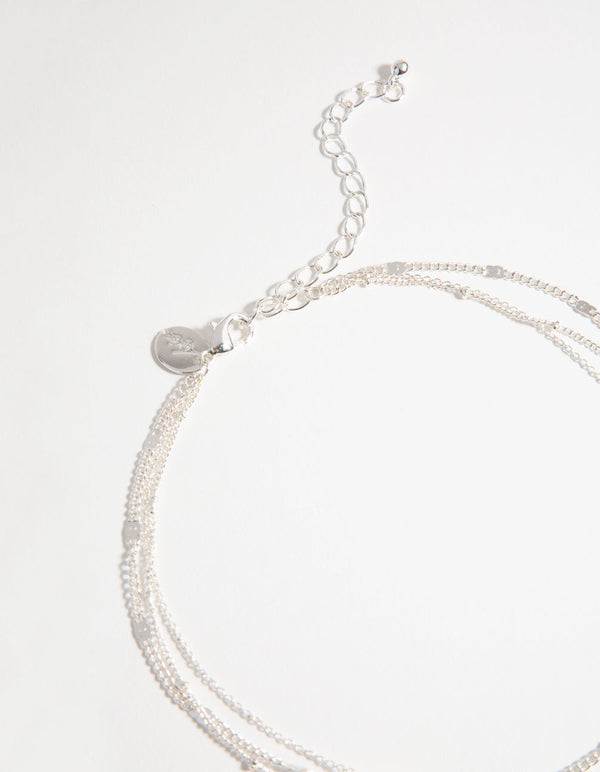 Naszyjnik z zawieszką Silver Moon Charm, 3-warstwowy