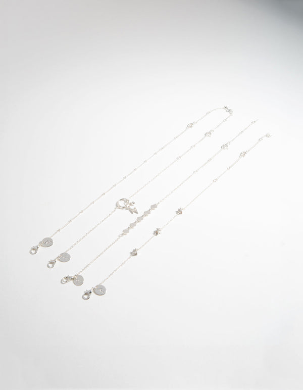 Zestaw 4 bransoletek i bransoletek na kostkę Silver Roses