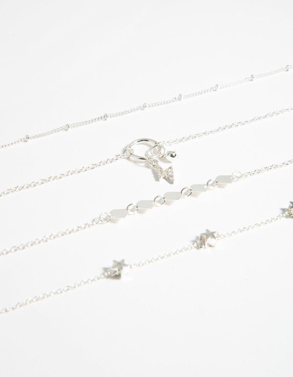 Zestaw 4 bransoletek i bransoletek na kostkę Silver Roses